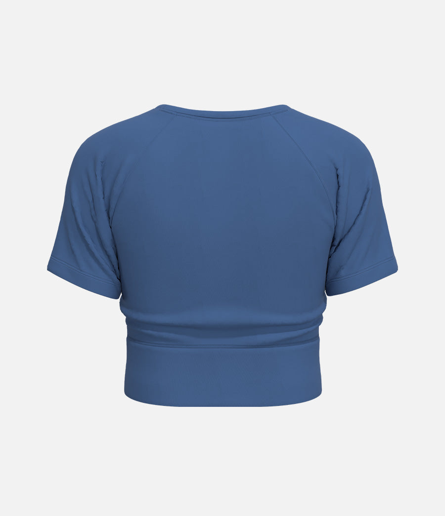 Plain Cropped Short Sleeves Top