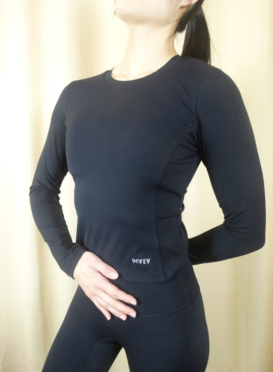 Oval Hole Flexible Long Sleeve Top