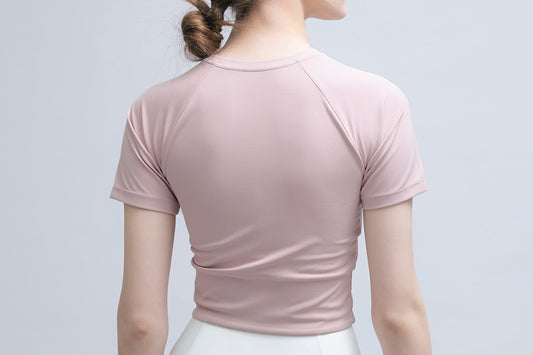 Plain Cropped Short Sleeves Top